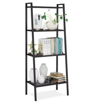 4-Lagen Getone Ladderkast – Zwart Metaal – 60x35x147 cm