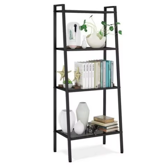 4-Lagen Getone Ladderkast – Zwart Metaal – 60x35x147 cm