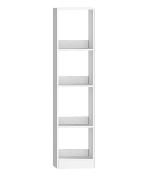 Boekenkast – Witte Houten Stellingkast – 4 Planken – Verstelbaar en Ruimtebesparend – 124x30x24 cm