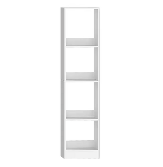 Boekenkast – Witte Houten Stellingkast – 4 Planken – Verstelbaar en Ruimtebesparend – 124x30x24 cm