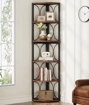 Hoekstellingkast – 6-Lagen Hoekboekenkast – 170 cm Hoog