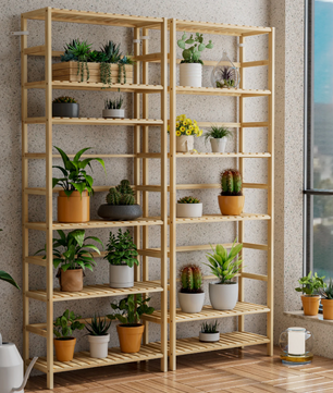 Bamboe Stellingkast – Opbergplank met 6 Lagen – Natuurlijk Bamboe
