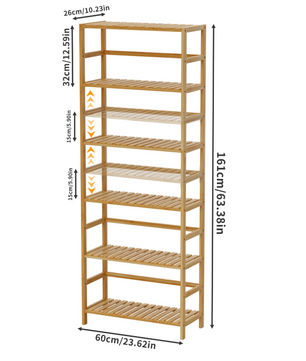 Bamboe Stellingkast – Opbergplank met 6 Lagen – Natuurlijk Bamboe