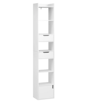 Boekenkast – Smalle Hoge Stellingkast – Wit of Licht Eiken – 33x181x24 cm