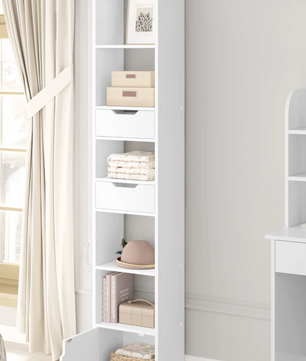 Boekenkast – Smalle Hoge Stellingkast – Wit of Licht Eiken – 33x181x24 cm