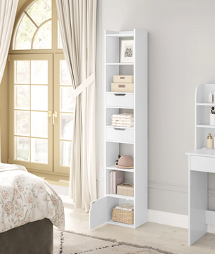 Boekenkast – Smalle Hoge Stellingkast – Wit of Licht Eiken – 33x181x24 cm