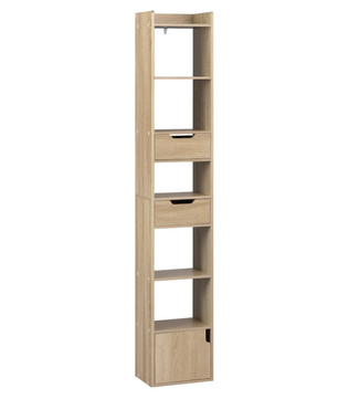 Boekenkast – Smalle Hoge Stellingkast – Wit of Licht Eiken – 33x181x24 cm