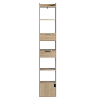 Boekenkast – Smalle Hoge Stellingkast – Wit of Licht Eiken – 33x181x24 cm