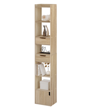 Boekenkast – Smalle Hoge Stellingkast – Wit of Licht Eiken – 33x181x24 cm