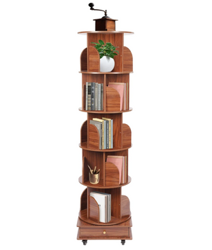 Rotatieboekenkast – 5-Laags Draaibare Stellingkast – Walnootkleur