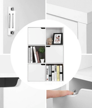 Getone Boekenkast – 6-Vaks Witte Opbergkast met 3 Deuren