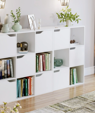 Getone Boekenkast – 6-Vaks Witte Opbergkast met 3 Deuren