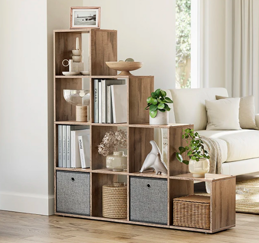 Boekenkast met 10 Open Vakken – Vakkenkast Camel Bruin – 129,5x129,5x29 cm