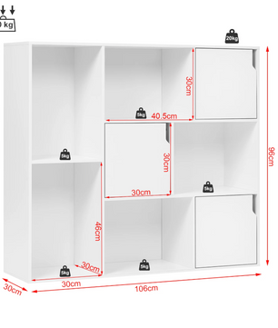 Boekenkast Met 6 Niveaus – 24x60x159,5 cm – Wit of Ebbenhout
