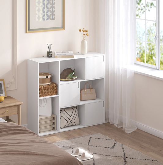 Boekenkast Met 6 Niveaus – 24x60x159,5 cm – Wit of Ebbenhout
