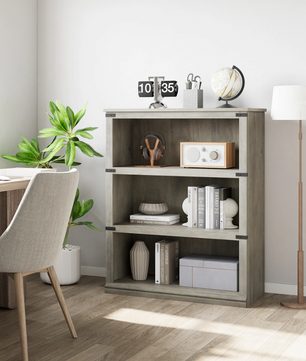 3-laags Houten Boekenkast – Boerderijstijl – Open Display – Grijs