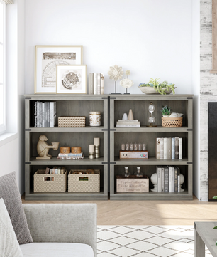 3-laags Houten Boekenkast – Boerderijstijl – Open Display – Grijs