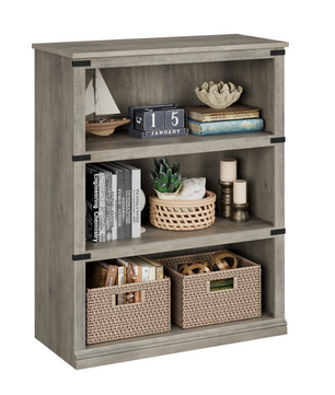 3-laags Houten Boekenkast – Boerderijstijl – Open Display – Grijs