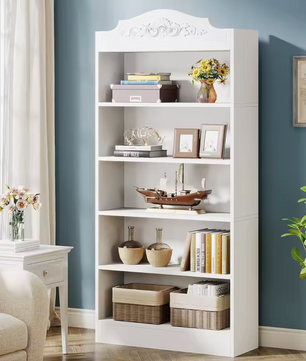 Witte Boekenkast – 5-Laags – 185x80x30 cm – Klassiek Design met Opbergplanken