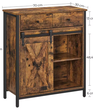 Dressoir Boerderijstijl – 70x30x80 cm – Industrieel Hout en Metaal