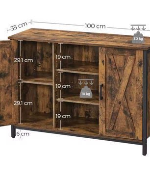 Dressoir / Keukenkast – 100x35x70 cm – Industrieel Design van Hout en Metaal