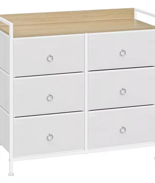 Dressoir / Ladekast met 6 Stoffen Lades – Rustiek Bruin en Zwart
