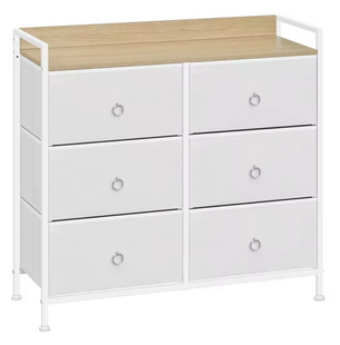 Dressoir / Ladekast met 6 Stoffen Lades – Rustiek Bruin en Zwart