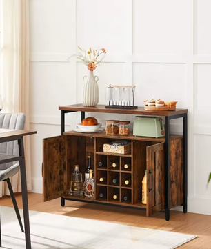 Dressoir Keukenkast met 2 Deuren en Wijnrek (Vintage stijl)