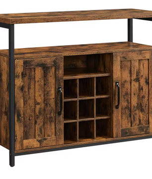 Dressoir Keukenkast met 2 Deuren en Wijnrek (Vintage stijl)