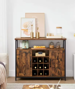 Dressoir Keukenkast met 2 Deuren en Wijnrek (Vintage stijl)
