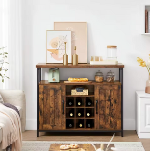 Dressoir Keukenkast met 2 Deuren en Wijnrek (Vintage stijl)