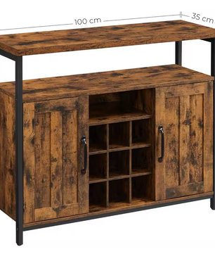 Dressoir Keukenkast met 2 Deuren en Wijnrek (Vintage stijl)