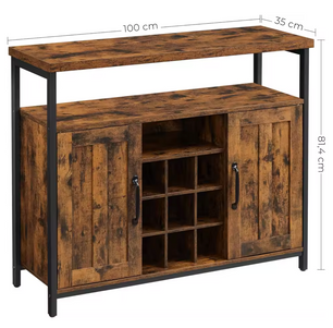 Dressoir Keukenkast met 2 Deuren en Wijnrek (Vintage stijl)