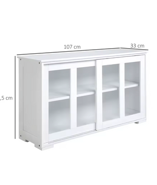 Keukendressoir met 2 Schuifdeuren, 107x33x62,5 cm, Wit
