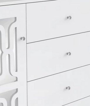 Klassieke Stijl Dressoir met 4 Laden en Deuren – Wit – 147,5x40x102cm