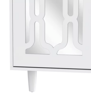 Klassieke Stijl Dressoir met 4 Laden en Deuren – Wit – 147,5x40x102cm