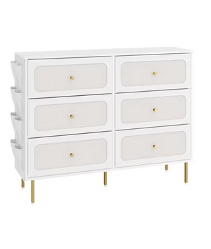 Witgouden Dressoir met 6 Stoffen Lades – 110x30x85 cm – Modern Design