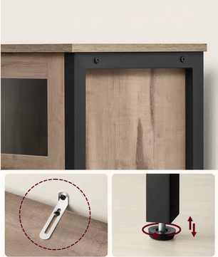 Industrieel Dressoir met Glazen Deuren – 100x35x75 cm – Landelijke Woonstijl