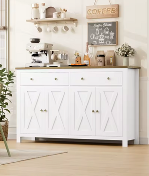 Getone Groot Dressoir – Witte Opbergkast Landelijke Stijl