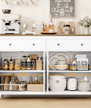 Getone Groot Dressoir – Witte Opbergkast Landelijke Stijl