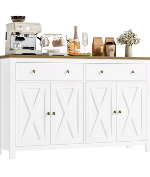Getone Groot Dressoir – Witte Opbergkast Landelijke Stijl