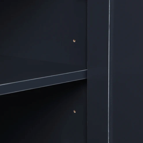 Grijs en Zwart Dressoir met Houtnerf – 160 cm – 4 Deuren en 3 Laden – Landelijke Stijl