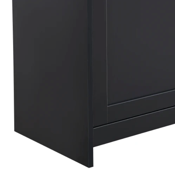 Grijs en Zwart Dressoir met Houtnerf – 160 cm – 4 Deuren en 3 Laden – Landelijke Stijl