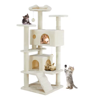 Hoge Multi-Level Krabpaal Toren – Compact, Stabiel en Boordevol Speelplezier