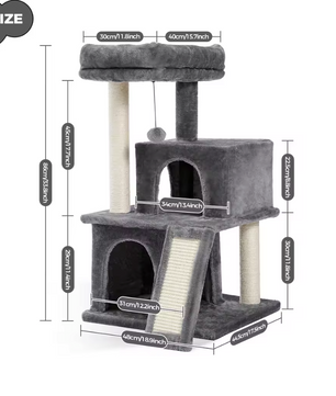 Krabpaal Kattentoren met Meerdere Niveaus – Dubbele Condos, Sisalpalen & Vervangbare Speelballen