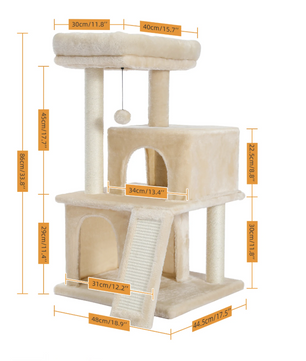 Krabpaal Kattentoren met Meerdere Niveaus – Dubbele Condos, Sisalpalen & Vervangbare Speelballen