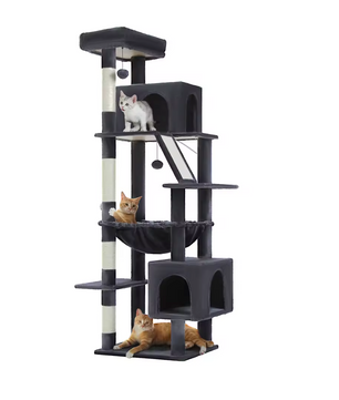 180cm Grote XXL Krabpaal – Kattenboom met Hangmat, Sisalpalen, Klimtoren en Speelhuis