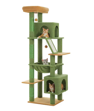 180cm Grote XXL Krabpaal – Kattenboom met Hangmat, Sisalpalen, Klimtoren en Speelhuis