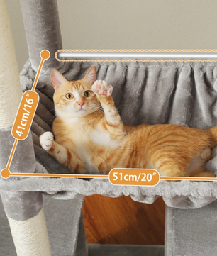180cm Grote XXL Krabpaal – Kattenboom met Hangmat, Sisalpalen, Klimtoren en Speelhuis
