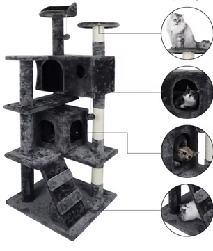 XXL Multi-Niveau Krabpaal – Krabmeubel met Speelhuis, Krabpalen en Gezellig Condo voor Katten